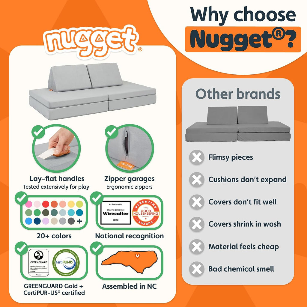 Nugget - The Original Play Couch for Kids - Modular Foam Children's Sofa for Playroom, Imagination, & Creative Open Ended Play - Washable & Convertible Playroom Furniture, Koala