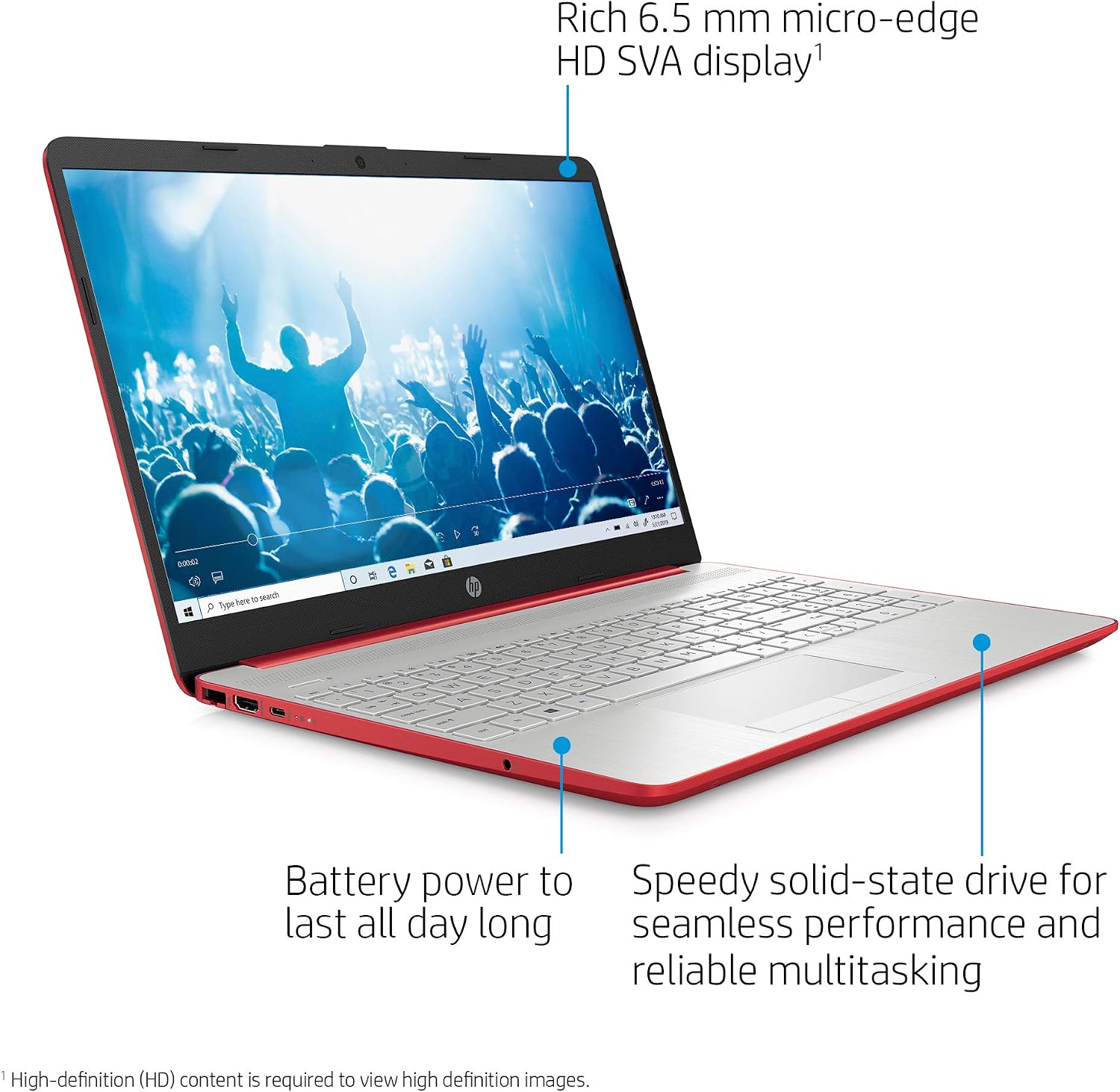 HP Pavilion Intel Pentium Silver N5000 4GB 128GB SSD Windows 10 Laptop Red