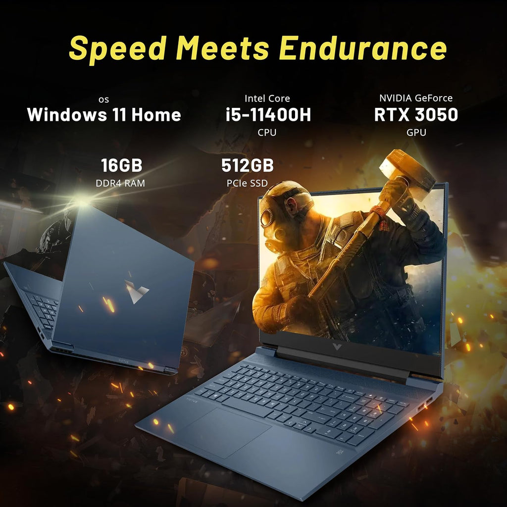 HP Victus 16.1' FHD IPS Gaming Laptop, Intel i5-11400H, 16GB RAM, 512GB SSD, GeForce RTX 3050, Backlit Keyboard, HD Camera, B&O Audio, Fast Charge, Wi-Fi 6, Windows 11, Blue (Renewed)