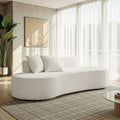 HULALA HOME 94.5' Curved Boneless Couch with Two Pillows, Oversized 3 Seater Compressed Foam Sofa with Deep Seat, Modern Cloud Couch for Living Room, No Assembly Required, Ivory