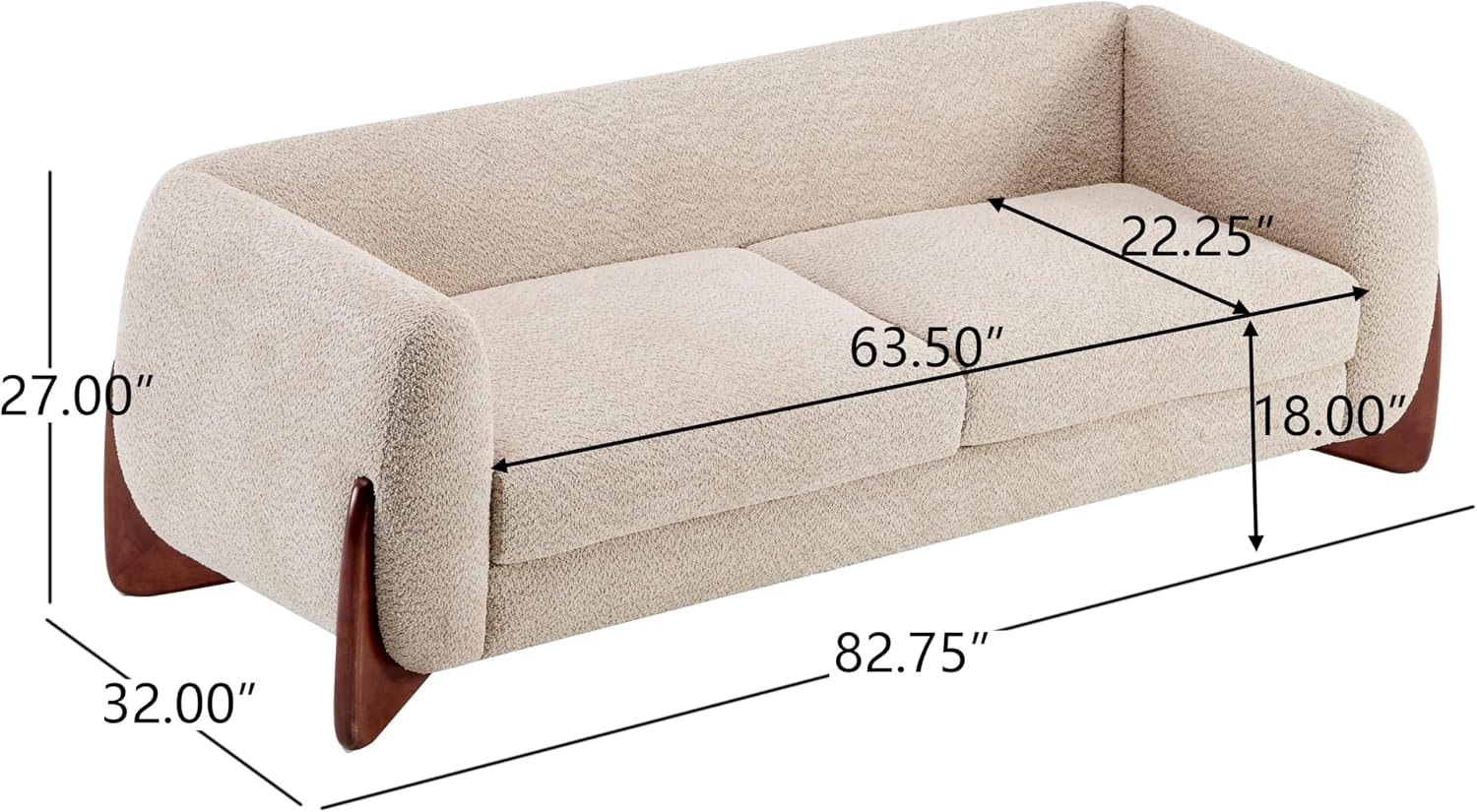 Christopher Knight Home Almab 82 Inches Sofa Couch, Cozy Boucle Upholstered 3-Seater Sofa, Wood Frame Couch, Comfy Couches for Living Room and Office, Modern Sofa, Lounge Seating, Almond