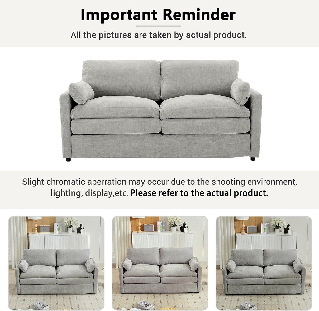Harper & Bright Designs Chenille Fabric Upholstered Sofa, Oversized Comfy Cloud Loveseat Sofa Couch, Double Plush Cushion for Living Room
