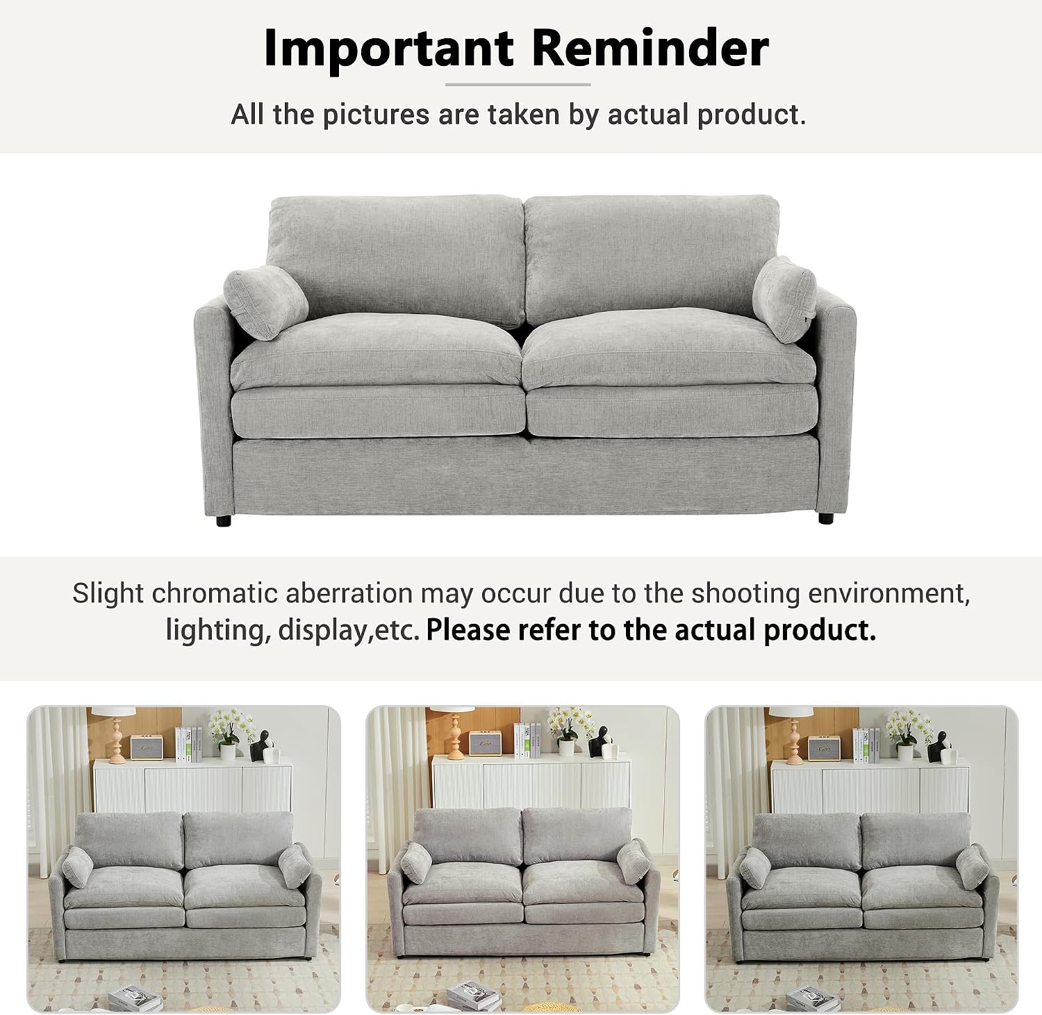 Harper & Bright Designs Chenille Fabric Upholstered Sofa, Oversized Comfy Cloud Loveseat Sofa Couch, Double Plush Cushion for Living Room