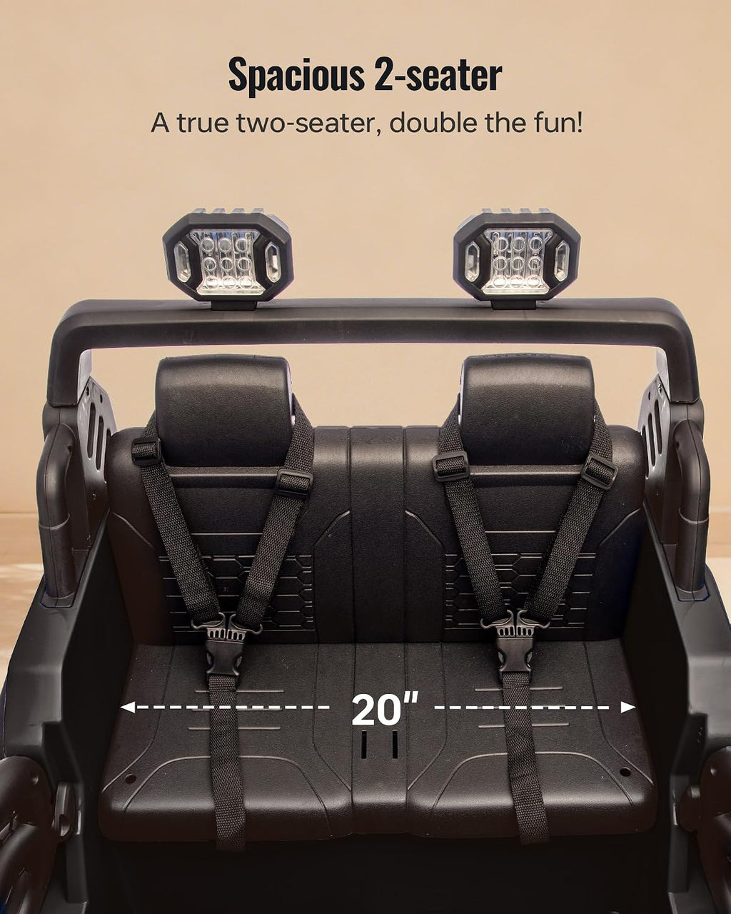 Outfunny 2 Seater Ride on Car Toy, 12V Electric Car for Kids 4-8 with Remote Control, Capacity 150 lb, LED Light - Black