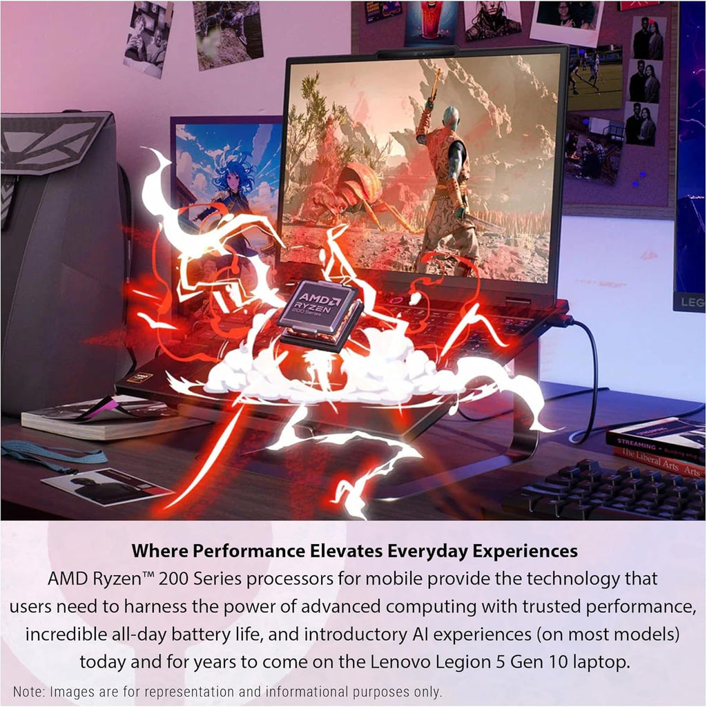 Lenovo Legion 5 Gen 10 Gaming Laptop, AMD Ryzen 7-260, 32 GB DDR5 RAM, 2 TB PCIe SSD, 15.1' WQXGA (2560x1600) Display, Nvidia G-Force RTX 5060, 24-Zone RGB Backlit Keyboard, W11 Home, Eclipse Black