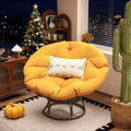 46'' Large Size Papasan Chair (Non-Swivel) with Cushion and Frame, Overstuffed Thickened Lazy Chair, Mustard Yellow