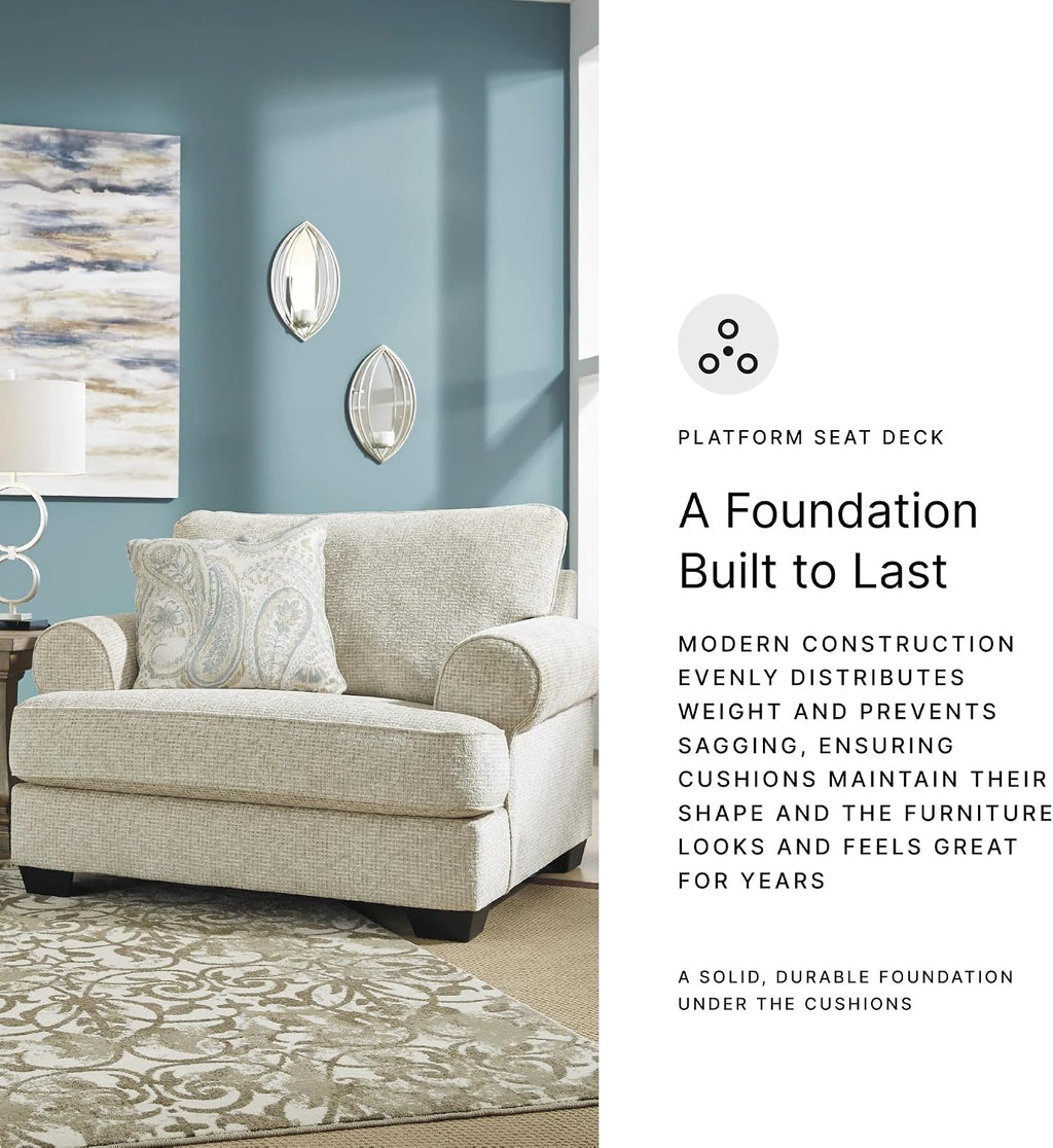 Signature Design by Ashley Monaghan Classic Upholstered Oversized Chair with Toss Pillow, Light Brown