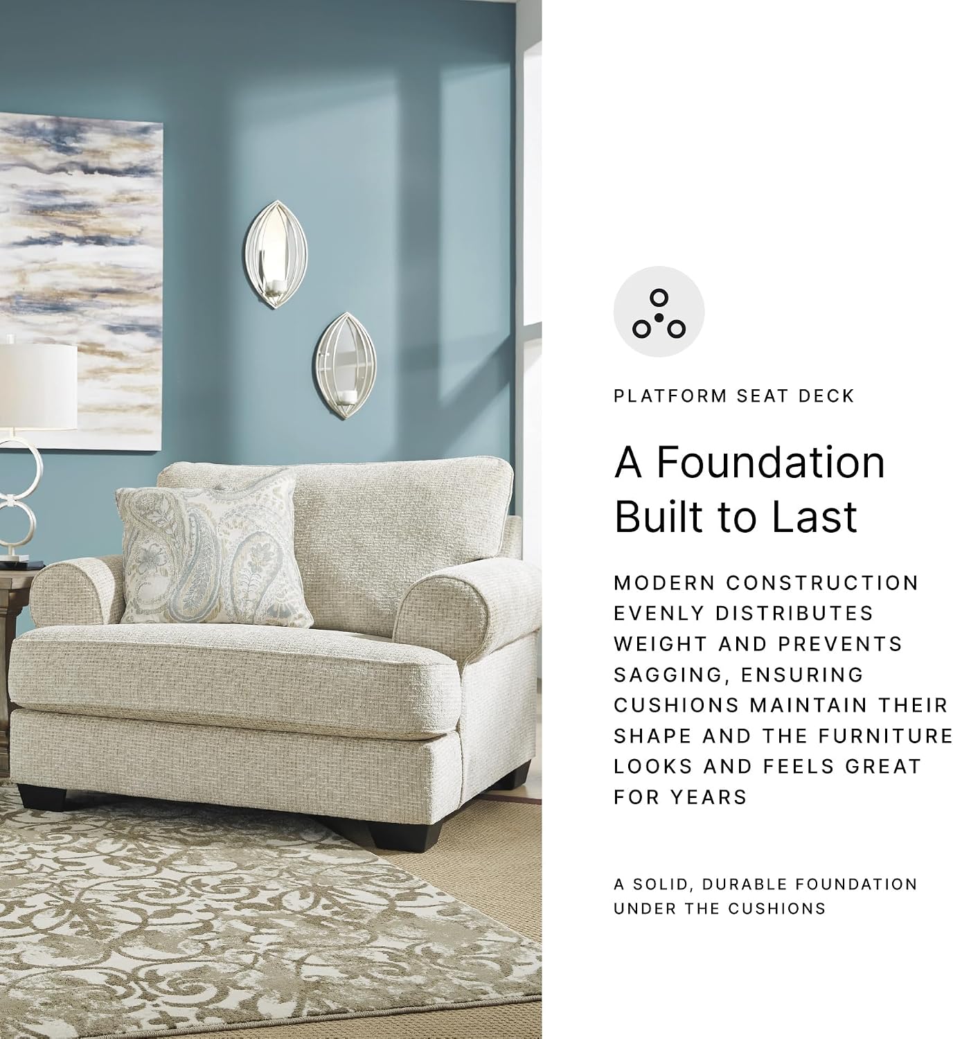 Signature Design by Ashley Monaghan Classic Upholstered Oversized Chair with Toss Pillow, Light Brown