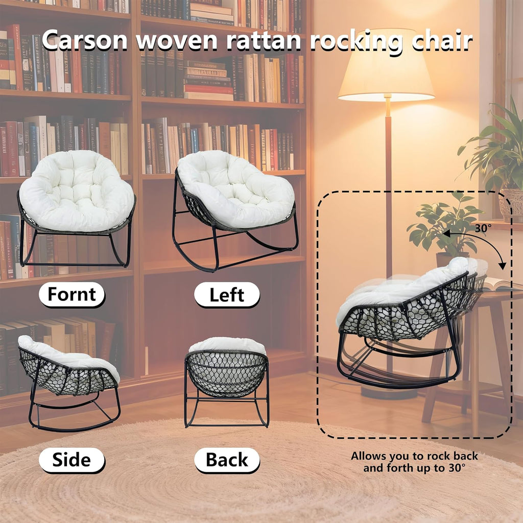 GLORY PATIO Cozy Rocking Chair with Thick Cushion, Indoor & Outdoor for Front Porch, Garden, Backyard