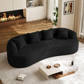 Oversized Sectional Sofa for Living Room, Modern Luxury Plush Chenille 4-Seater Extra Deep & Wide Seat Curved Cloud Couch with 4 Throw Pillows, No Assembly Needed, Black