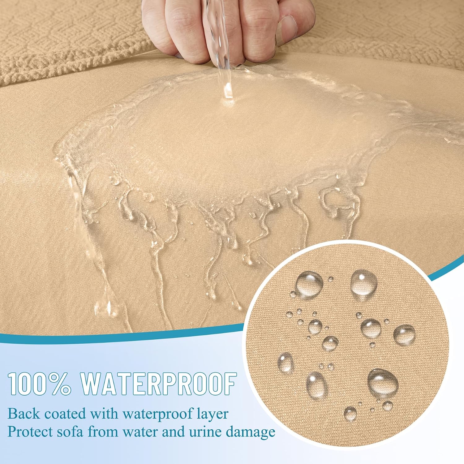 HDCAXKJ Waterproof Sectional Couch Cushion Covers 11 Pieces Stretch Jacquard L Shaped Corner Sofa Slipcover Back Cover Soft Sofa Seat Cushion Covers for Dogs Pet (5 Seater and 6 Backrest, Apricot)