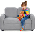 Costzon Kids Couch, 2 Seat Toddler Armrest Chair w/Teddy Fleece Upholstery & Solid Wooden Frame, Double Seat Children's Sofa for Preschool, Bedroom, Playroom, Daycare, Ideal Gift for Girls Boys