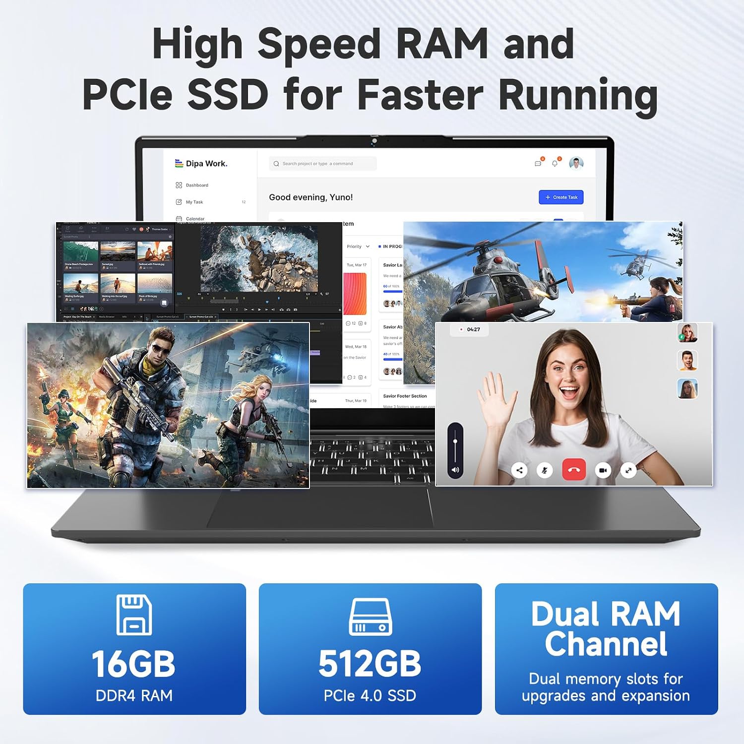 NIMO 15.6' IPS FHD Student Laptop, Intel 6-Core i3-1215U, 16GB RAM, 512GB SSD (Beats R5 7520U, Up to 4.4GHz), 65W Type-C, Backlit Keyboard, Fingerprint, Wi-Fi 6, for Home & Business