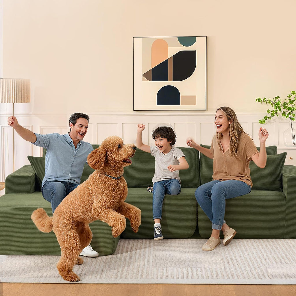 Brage Living 2025 New 108' Cloud Couch Sectional, Comfy Boneless Modular Sectional Sofa with L-Shaped Chaise, Deep Seat Couch for Living Room, No Assembly Required (Green, Left Facing Chaise)