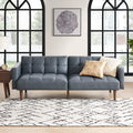mopio Aaron 76.8' Couch, Small Futon Sofa Bed, Sleeper, Loveseat, Mid Century Modern Futon Couch, Sofa Cama, Couches for Living Room, Bedroom (Cloud Gray, Faux Leather)