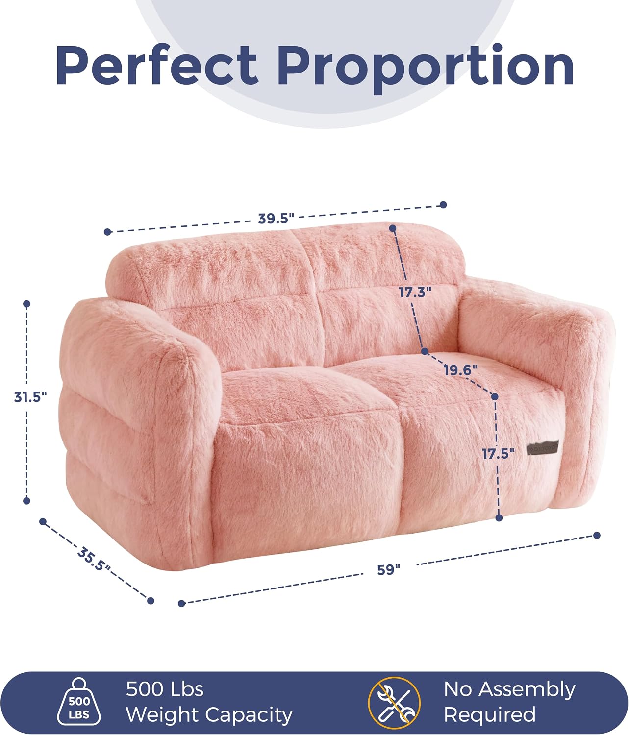 MAXYOYO Giant Bean Bag Chair for Adults, Loveseat Floor Sofa for Living Room, Ultra Soft Sofa Fluffy Reading Chair for Living Room, Pink