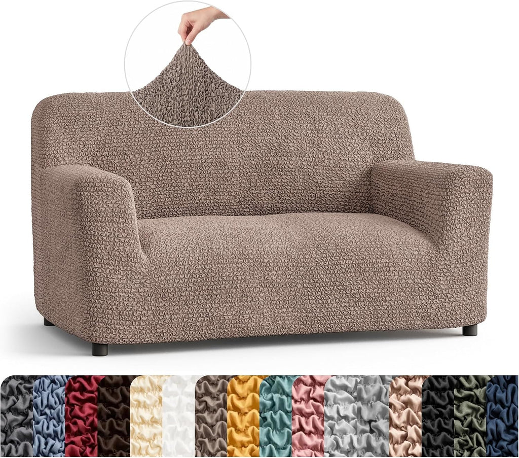 PAULATO BY GA.I.CO. Loveseat Slipcover - Oversized Chair Cover - Stretch Couch Cover - Cushion Love Seat Sofa Cover - 1-Piece Form Fit Washable Protector - Microfibra Collection - Marsala