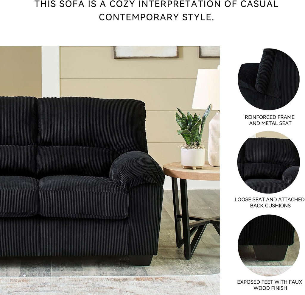 Signature Design by Ashley SimpleJoy Modern Loveseat for Living Room, Black