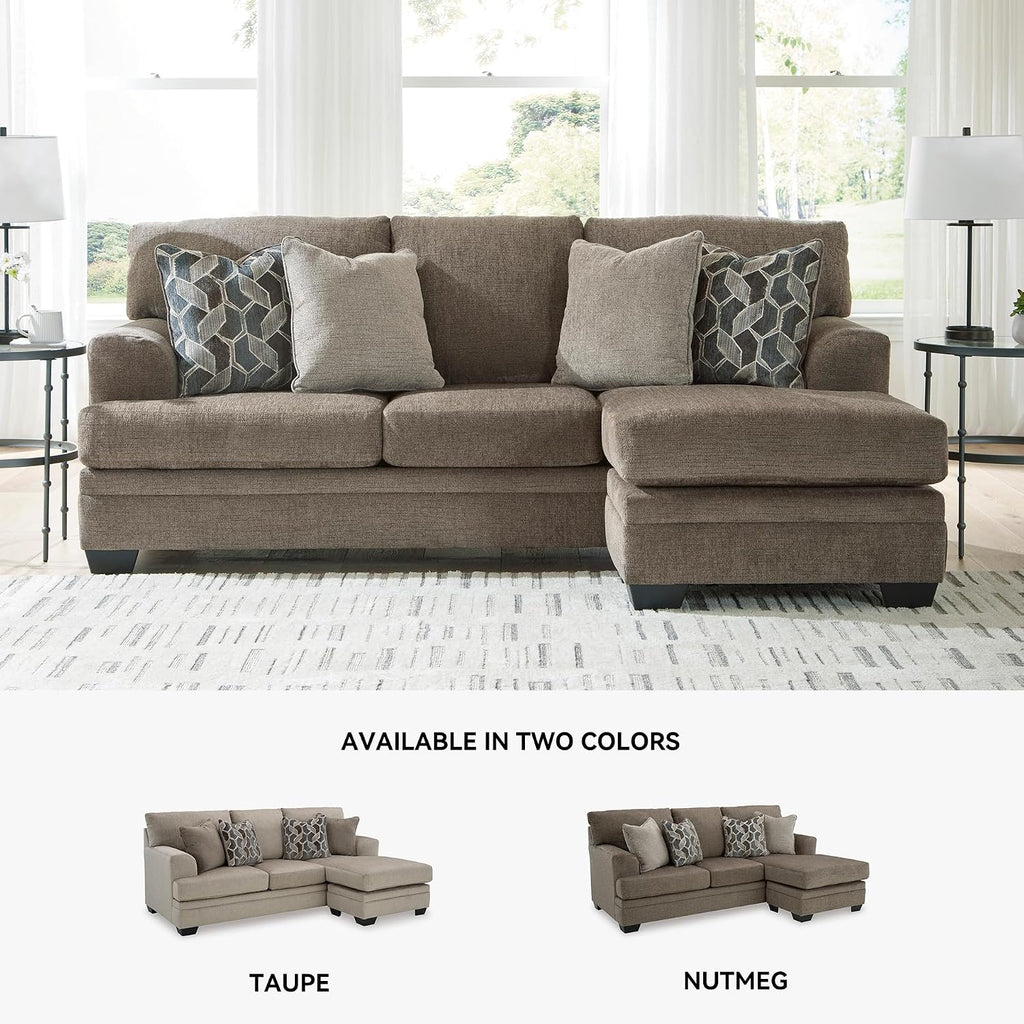 Signature Design by Ashley Stonemeade Casual Right-Arm Facing Sofa Chaise with 4 Toss Pillows, Dark Brown