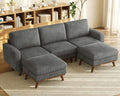 Vesgantti 97' Modular Sectional Sofa Dark Gray, U-Shaped Couch with Movable Ottoman, Comfy Corduroy Couch with Spring Cushion, Modular Sofa with Deep Seat for Living Room, Bedroom and Apartment