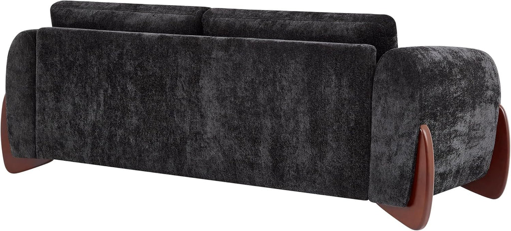Christopher Knight Home Taki 89 Inches Sofa Couch, Cozy Chenille Upholstered 3-Seater Sofa, Wood Frame Couches, Comfy Home Sofa Living Room and Office, Lounge Seating with Armrests, Black