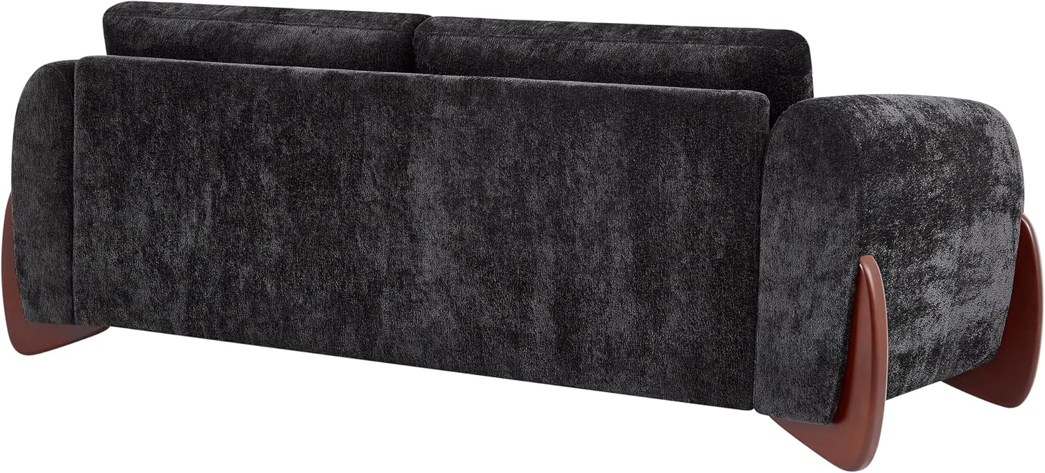 Christopher Knight Home Taki 89 Inches Sofa Couch, Cozy Chenille Upholstered 3-Seater Sofa, Wood Frame Couches, Comfy Home Sofa Living Room and Office, Lounge Seating with Armrests, Black
