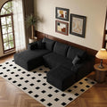 96''Sectional Couches for Living Room,Modern Modular Sectional Sofa,Upholstered Boneless Couch Comfy Cloud Couch with L Shaped Chaise (Black, Upgrade-96''W Left Facing Chaise+Ottoman)