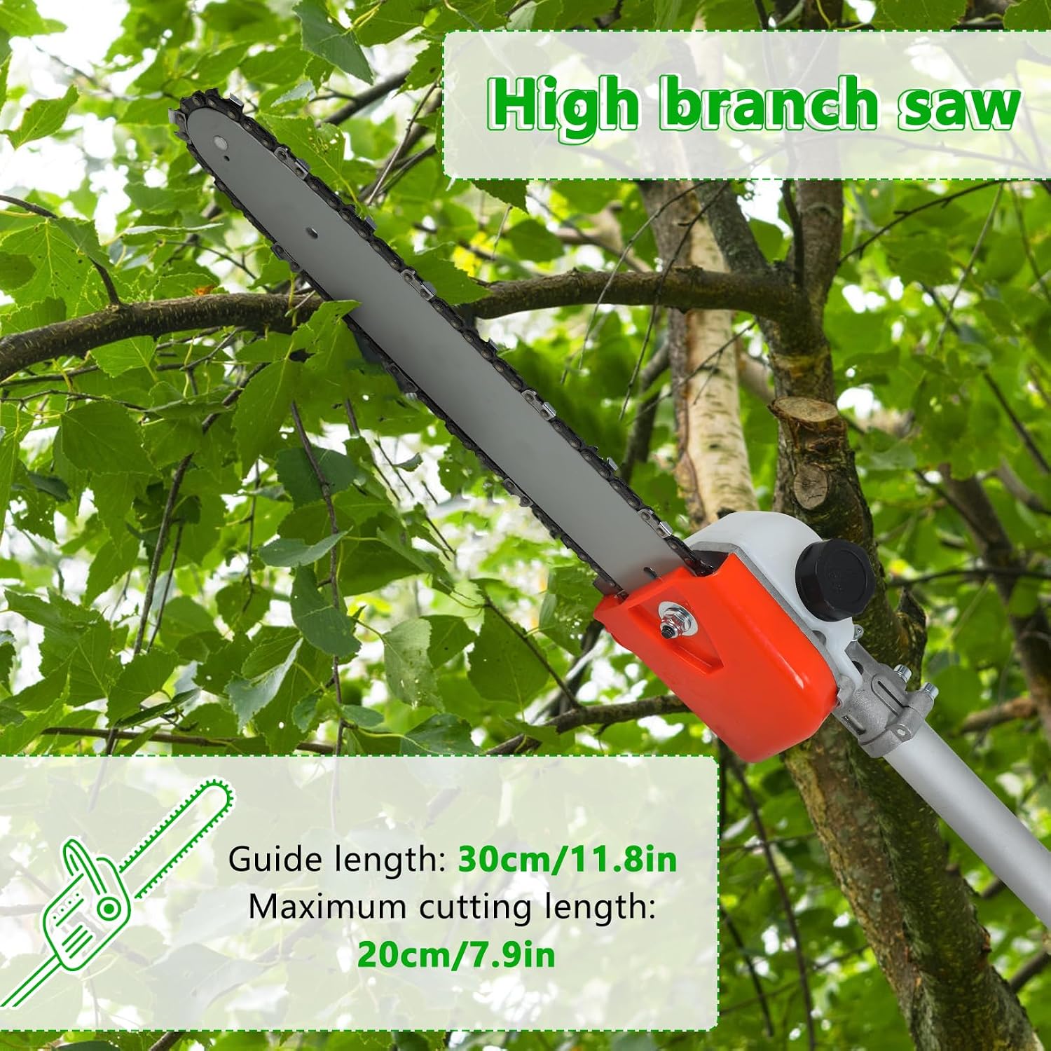 Gas Weed Eater 52CC 8-in-1 Multi-Attachment Combo Kit, Weed Wacker with Pole Saw and Hedge Trimmer, Weed Eater Gas Powered for Brush Cutting, Tree Pruning and Lawn Maintenance