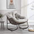 Patio Rocking Chairs, Oversized Wicker Egg Rocking Chair,Indoor & Outdoor Upholstered Papasan Chairs, Modern Lounge Chair for Balcony,Living Room Patio, Front Porch, Garden
