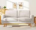Vesgantti 68' Loveseat Sofa Light Grey, Comfy Corduroy Couch with Spring Cushion and Solid Wood, Modern Deep Seat for Bedroom, Living Room, Office