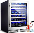 BODEGA 56 Bottle Wine Cooler, 24 Inch Dual Zone Wine Fridge with Double-Layer Glass Door, Wine Cooler Refrigerator with Digital Temperature Control and Temperature Memory, Wine Cooler for Home