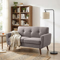 Tbfit 56' W Loveseat Sofa, Mid Century Modern Decor Love Seat Couches for Living Room, Button Tufted Upholstered Small Couch for Bedroom, Solid and Easy to Install Love Seats Furniture, Grey