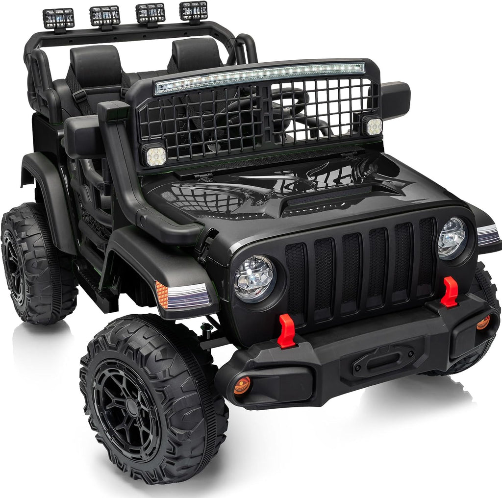 Outfunny 2 Seater Ride on Car Toy, 12V Electric Car for Kids 4-8 with Remote Control, Capacity 110 lb, LED Light - Black