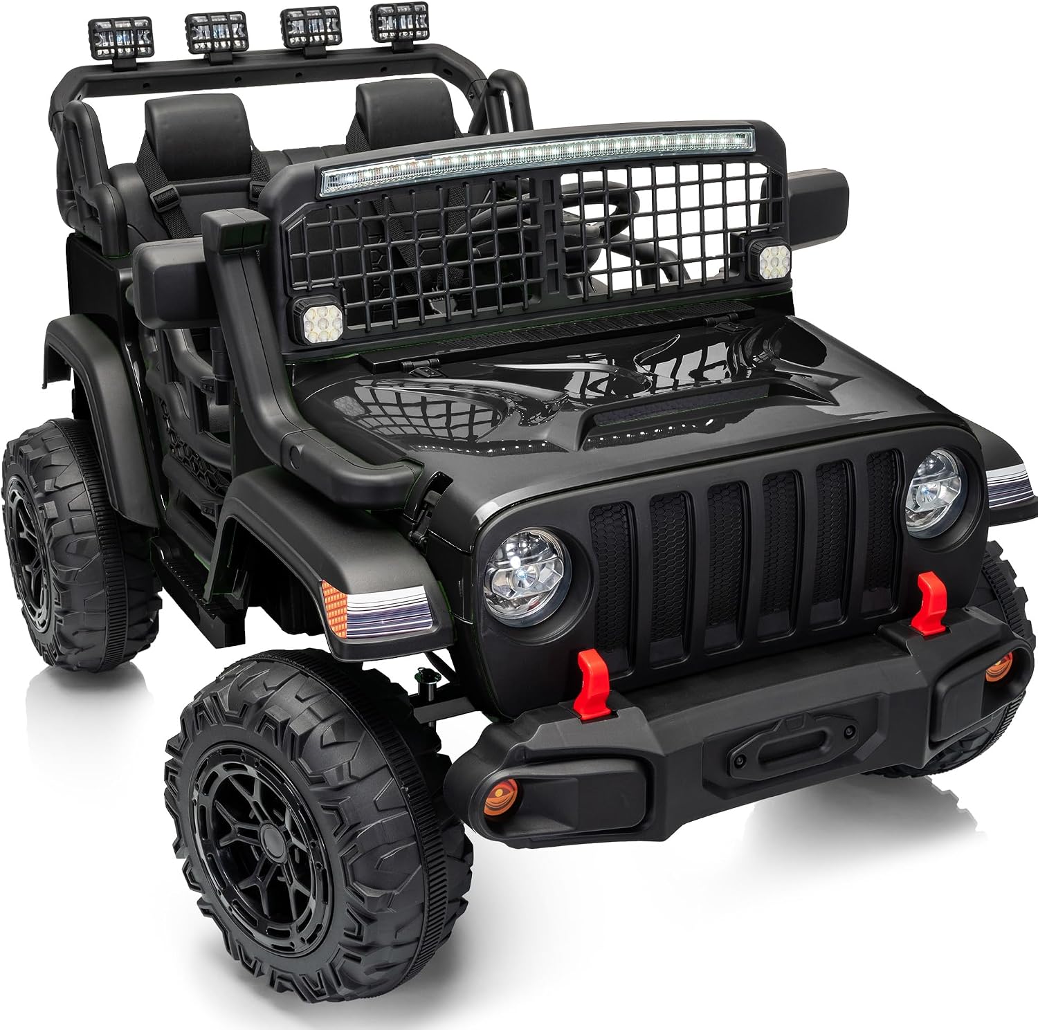 Outfunny 2 Seater Ride on Car Toy, 12V Electric Car for Kids 4-8 with Remote Control, Capacity 110 lb, LED Light - Black
