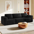 Vesgantti 119' Modular Sectional Sofa, Corduroy Cloud Couch with Deep Seating & Spring Support, 3 Seater Flexible Layout Sofa, Boneless Couch for Living Room & Apartment, No Assembly Required, Black