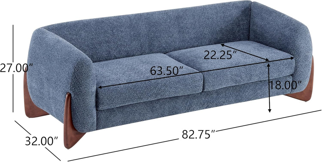 Christopher Knight Home Almab 82 Inches Sofa Couch, Cozy Boucle Upholstered 3-Seater Sofa, Wood Frame Couch, Comfy Couches for Living Room and Office, Modern Sofa, Lounge Seating, Navy Blue