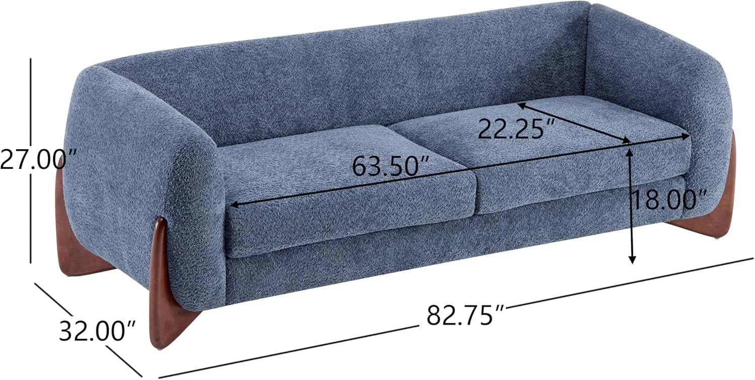 Christopher Knight Home Almab 82 Inches Sofa Couch, Cozy Boucle Upholstered 3-Seater Sofa, Wood Frame Couch, Comfy Couches for Living Room and Office, Modern Sofa, Lounge Seating, Navy Blue