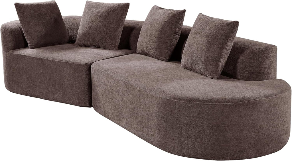 Christopher Knight Home Randa Upholstered Modern Sofa Couch, Boneless Cloud Sofa, Fully Assembled Long Sofa Chaise Lounge, Large Upholstered Couch, Brown