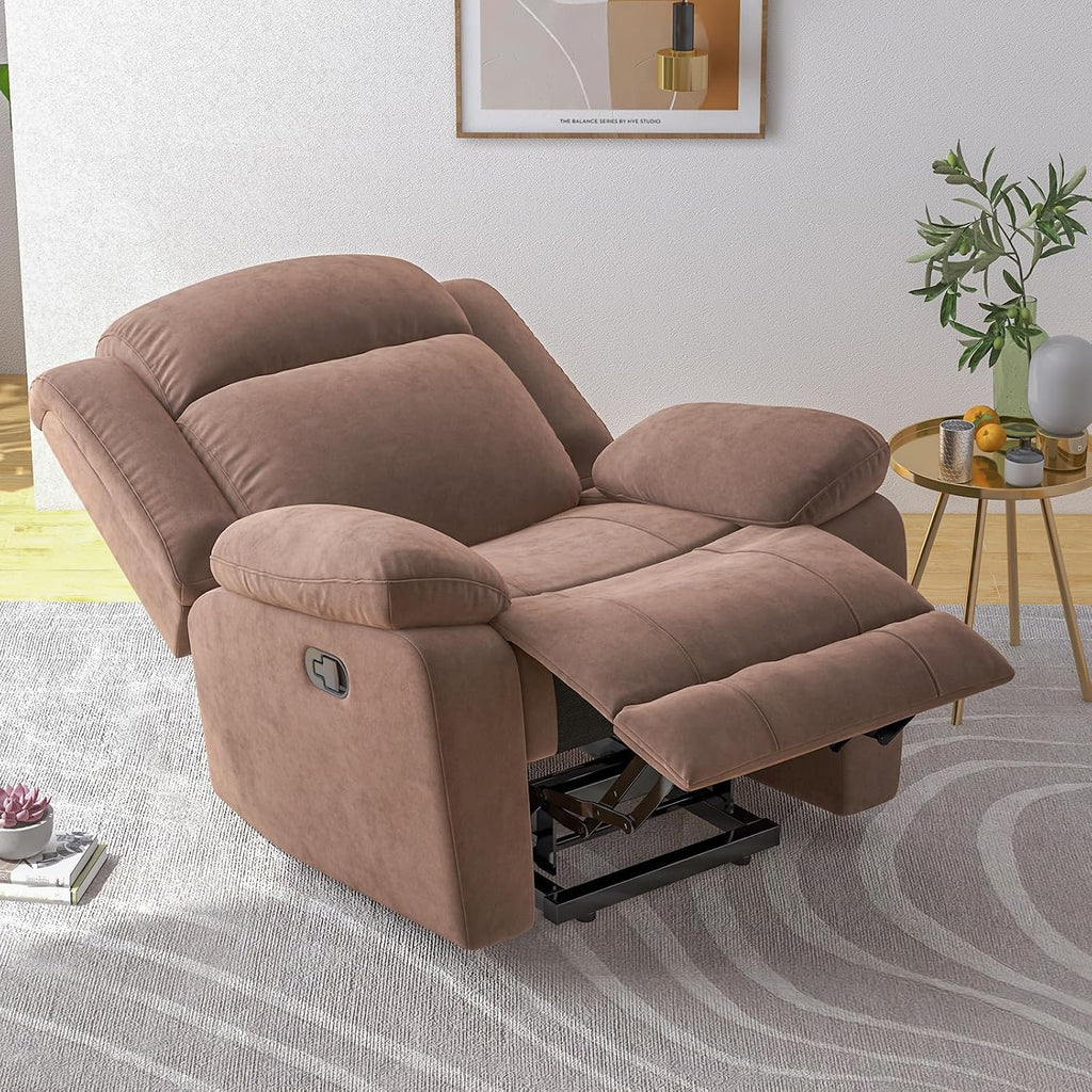 HAOMARKETS Rocker Recliner Chair Set of 2 for Adults, Manual Recliner Chair with Overstuffed Backrest and Armrests, Upholstered Rocking Reclining Sofa Chair for Living Room, Brown