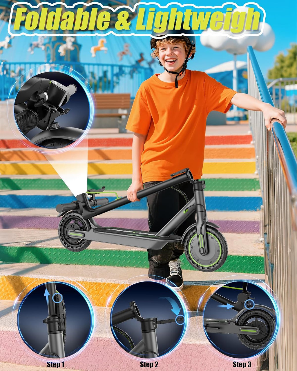 MAXSHOT Electric Scooter Adults & Big Kids, Top Speed 9/16/19MPH, 10/12/16/19Miles Range, 6.5'/8.5' Tires Folding Escooter, APP Control