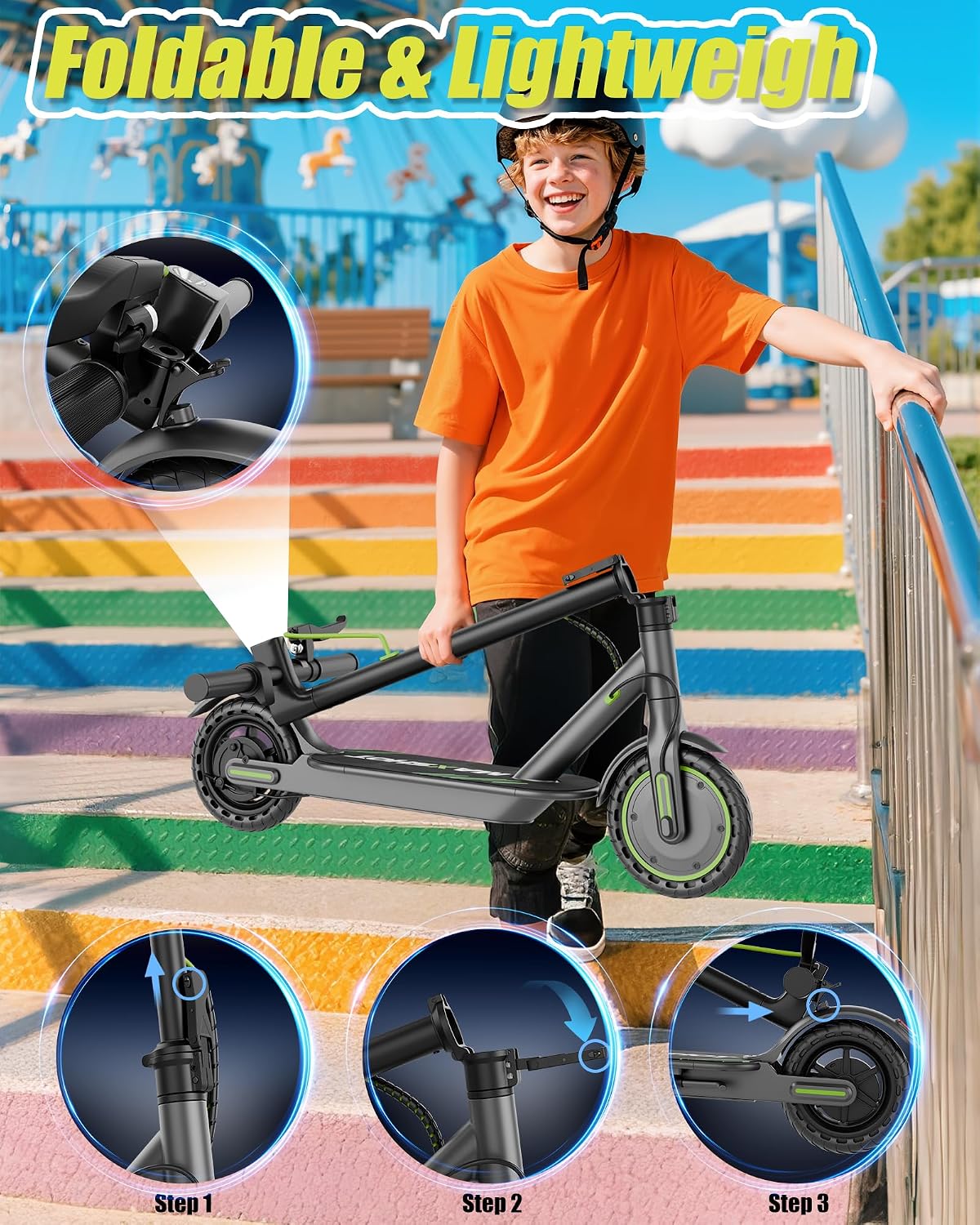 MAXSHOT Electric Scooter Adults & Big Kids, Top Speed 9/16/19MPH, 10/12/16/19Miles Range, 6.5'/8.5' Tires Folding Escooter, APP Control