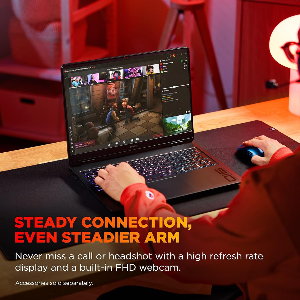 HP OMEN 16 Slim Gaming Laptop (NVIDIA RTX 5060 8GB, AMD Ryzen 9 8940HX (> Intel Ultra 7 255H)), 16GB DDR5 RAM, 512GB SSD, FHD+ 144Hz Display, 4-Zone RGB Backlit KB, IR Webcam, Wi-Fi, IST Dock, Win 11H