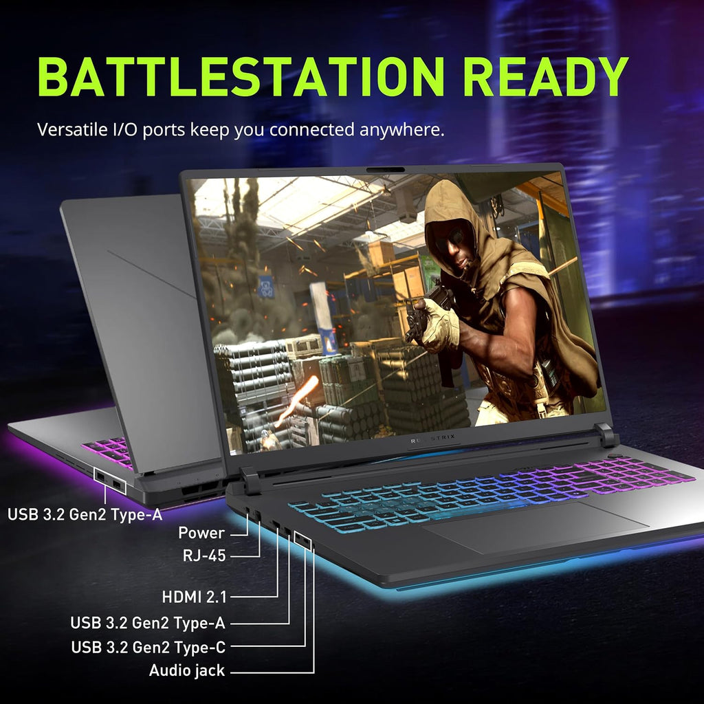 ASUS ROG Strix G18 18' WQXGA 240Hz Gaming Laptop, GeForce RTX 5070 8GB, Intel Ultra 9 275HX, 64GB DDR5, 5TB Storage (4TB SSD + 1TB Docking Station Set), Backlit Keyboard, IR Camera, Win 11, Gray