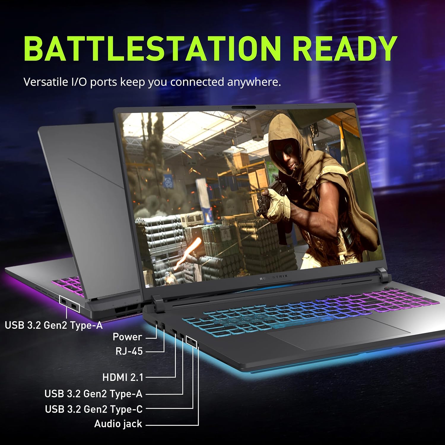 ASUS ROG Strix G18 18' WQXGA 240Hz Gaming Laptop, GeForce RTX 5070 8GB, Intel Ultra 9 275HX, 64GB DDR5, 5TB Storage (4TB SSD + 1TB Docking Station Set), Backlit Keyboard, IR Camera, Win 11, Gray