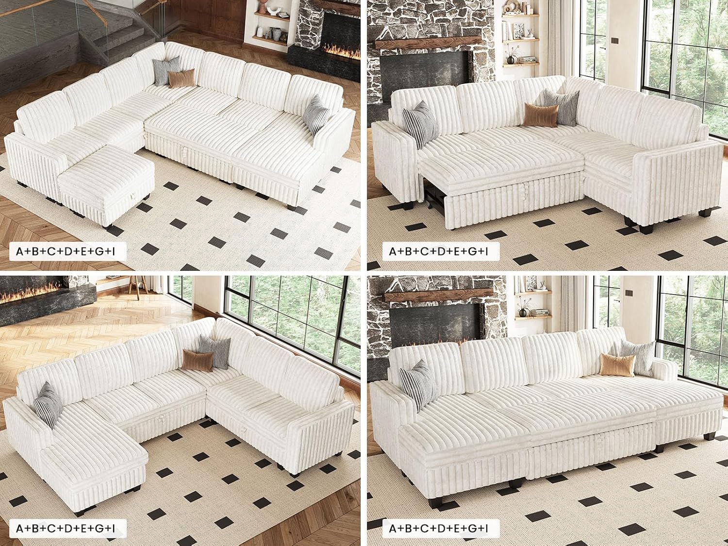 Belffin Corduroy Fabric Loveseat Module for Modular Sectional Couch for Living Room 2 Seater Modular with Storage Beige Couch