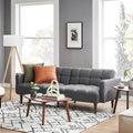 mopio Aaron 76.8' Couch, Small Futon Sofa Bed, Sleeper, Loveseat, Mid Century Modern Futon Couch, Sofa Cama, Couches for Living Room, Bedroom (Dark Grey Fabric)