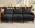 Vesgantti 97' Modular Sectional Sofa Black, Sectional Couch with Movable Ottoman, Comfy Corduroy Couch with Spring Cushion, Modular Sofa with Deep Seat for Living Room, Bedroom and Apartment