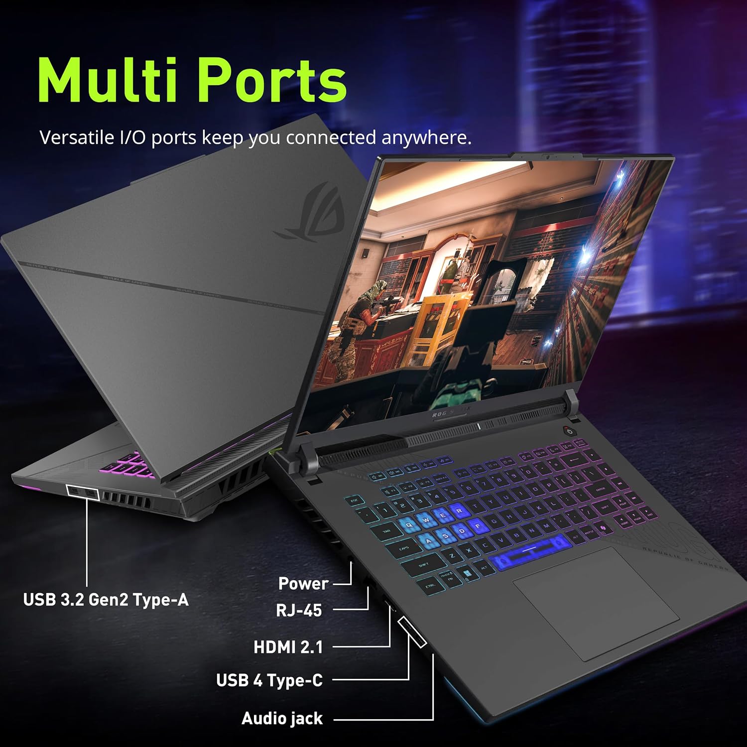 ASUS ROG Strix G16 Gaming Laptop, GeForce RTX 5070 Ti 12GB GDDR7, AMD Ryzen 9 8940HX, 64GB DDR5, 2TB PCIe SSD, Backlit Keyboard, 16' WUXGA 165Hz Display, Windows 11 Pro, Gray, 1TB Docking Station Set
