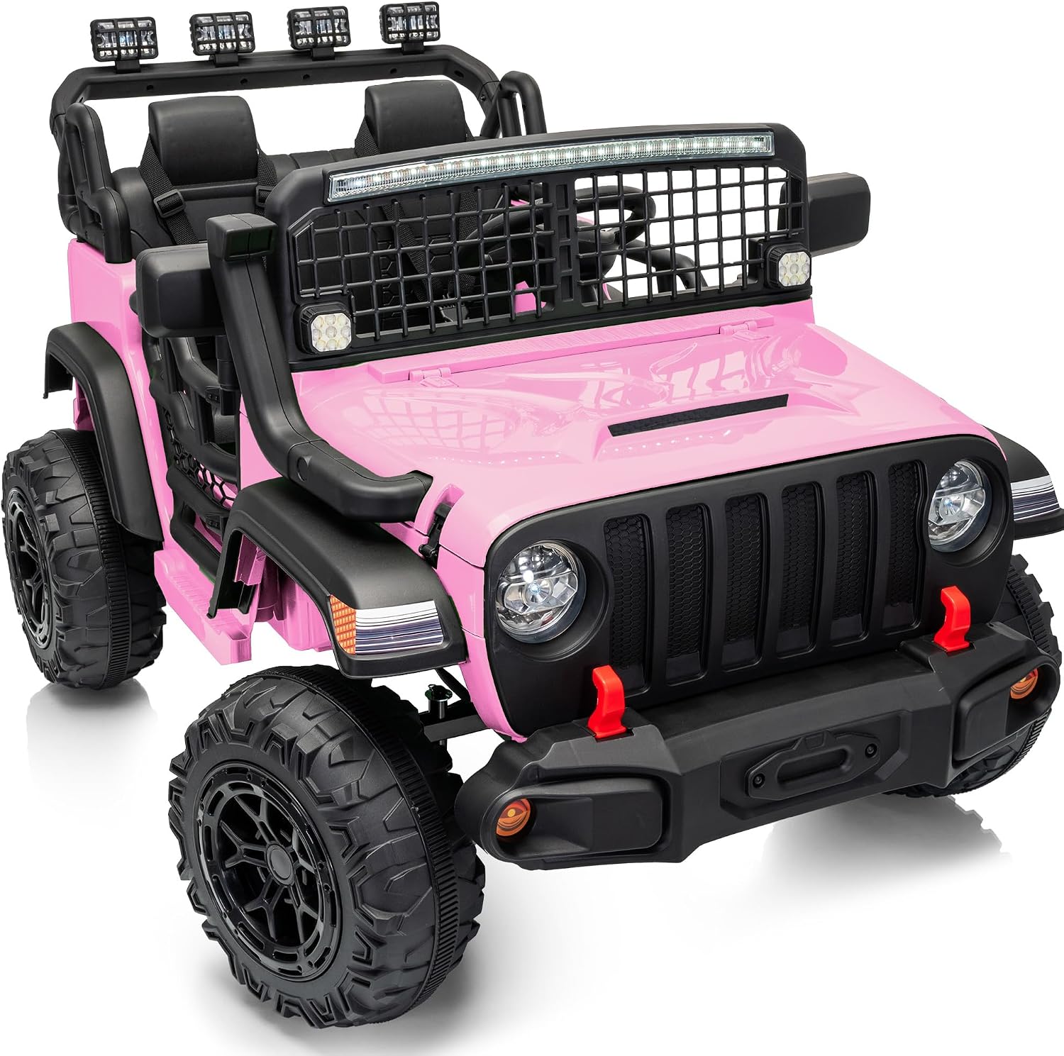 Outfunny 2 Seater Ride on Car Toy, 12V Electric Car for Kids 4-8 with Remote Control, Capacity 110 lb, LED Light - Light Pink