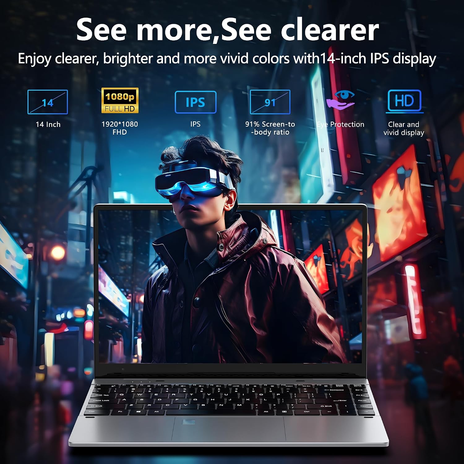 FUNYET Touchscreen Laptop Computer 2026, 14 Inch 2 in 1 Gaming Lap Top Windows 11 Pro, 16GB RAM 1TB SSD, Intel N100 Processor, Office 365, Fingerprint Unlock, Backlit Keyboard, Wi-Fi 6